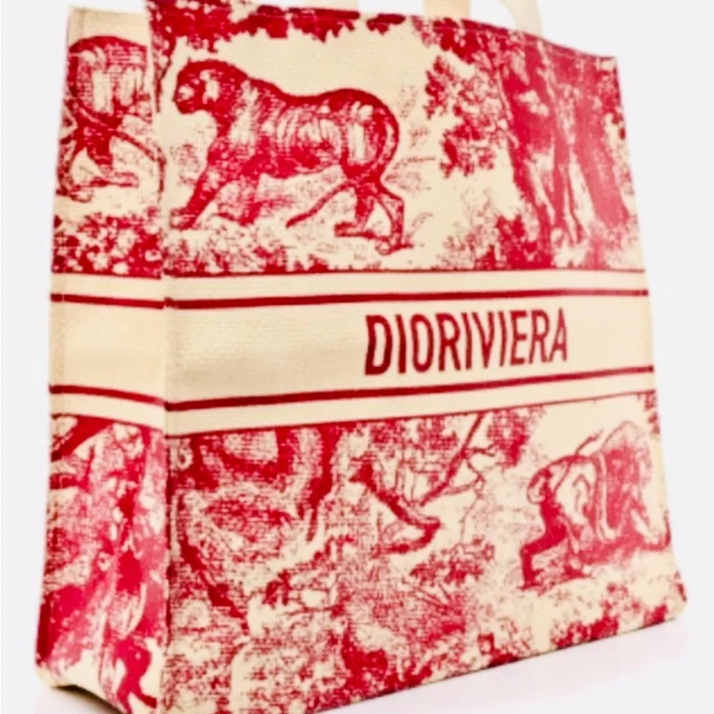 Christian Dior Pink Toile de Jouy Canvas Tote Bag
